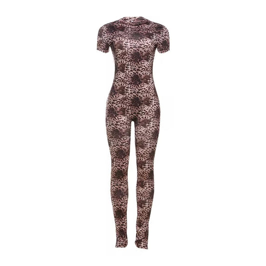 Cheetah Open Back Jumpsuit