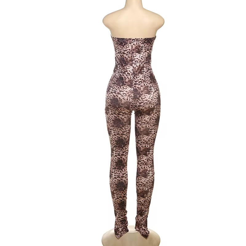 Cheetah Cut Out Jumpsuit