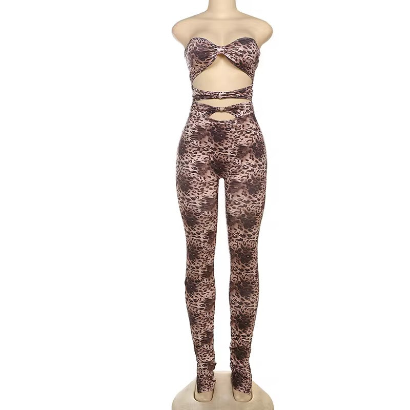 Cheetah Cut Out Jumpsuit